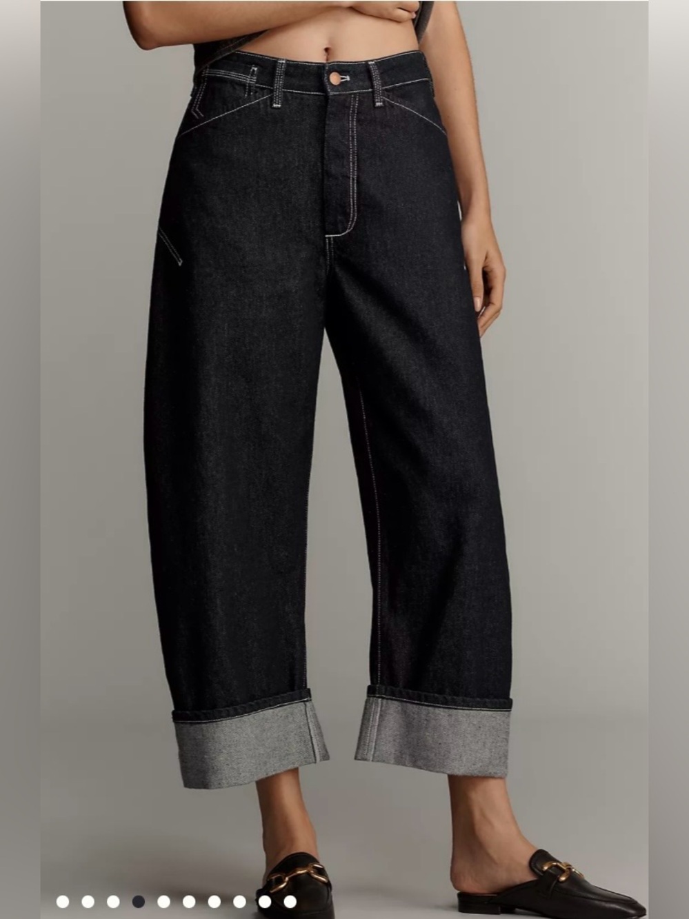 Pilcro/Anthropologie The Kayden Barrel Carpenter Jean in Dark Denim Wash 26P NWT